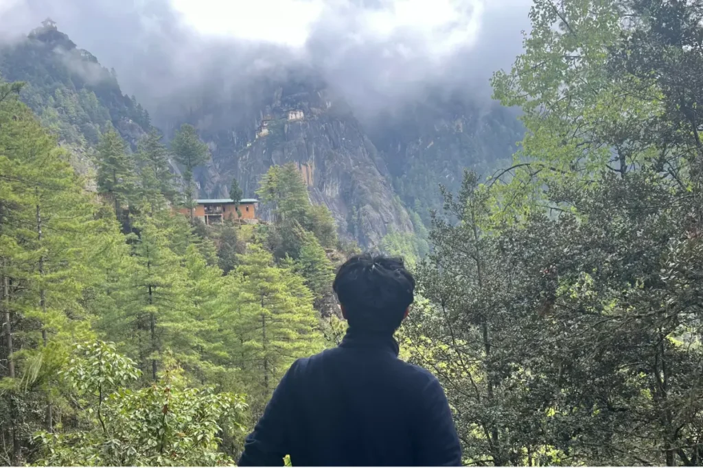 First view of Tiger’s Nest Monastery on my trail