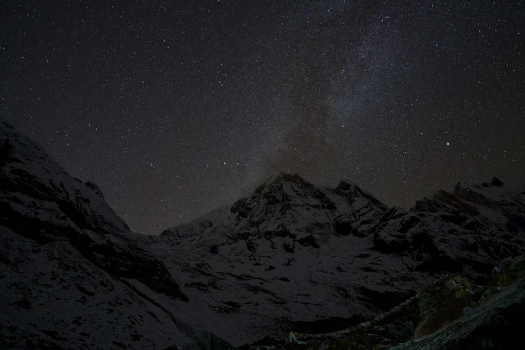 The Milky Way rising over Annapurna Base Camp
