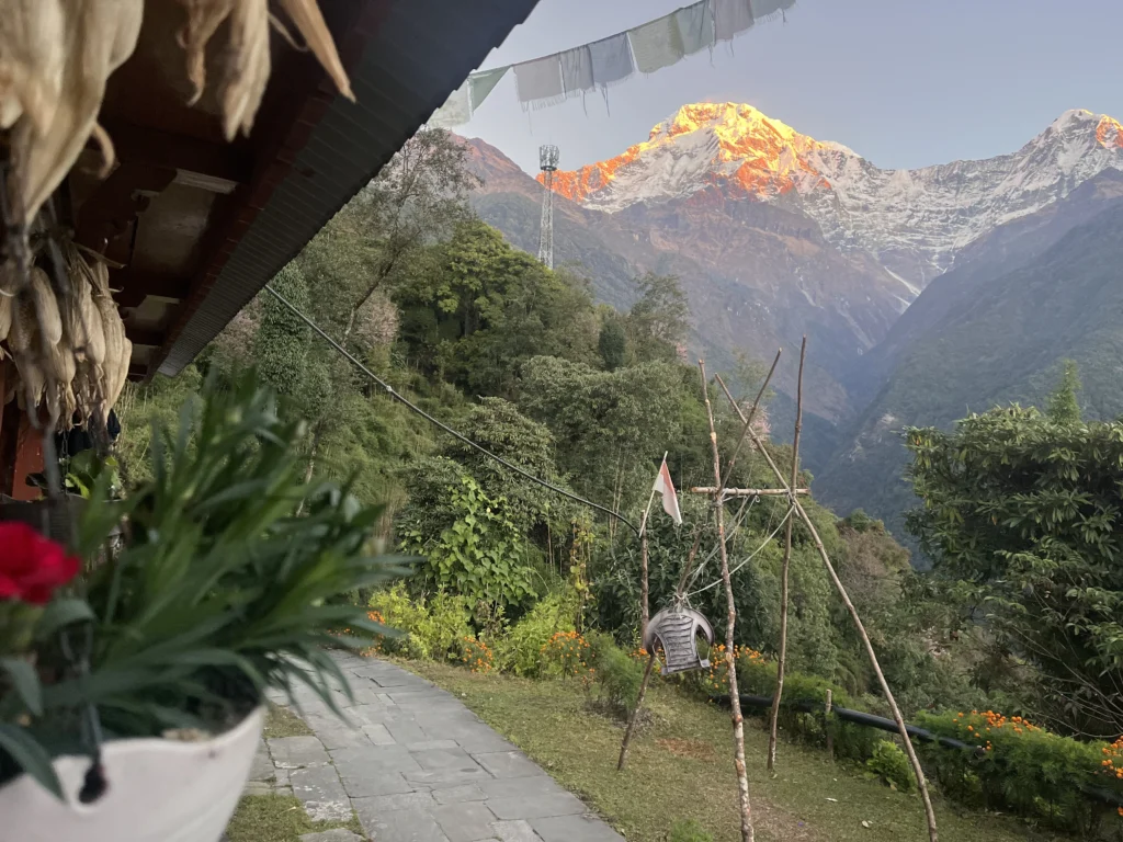 Beautiful sunrise at Annapurna Mountain